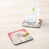 Katze mit Champagner Getränkeuntersetzer (Rechte Seite)