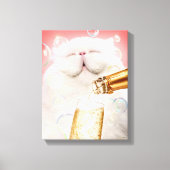 Katze mit Champagner Leinwanddruck (Vorderseite)