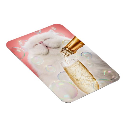 Katze mit Champagner Magnet (Rechte Seite)