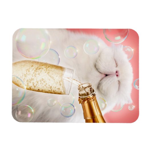 Katze mit Champagner Magnet (Horizontal)