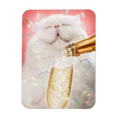 Katze mit Champagner Magnet (Vertikal)