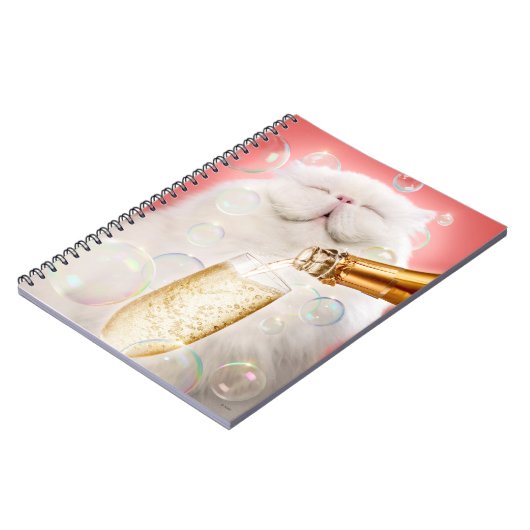 Katze mit Champagner Notizblock (Linke Seite)