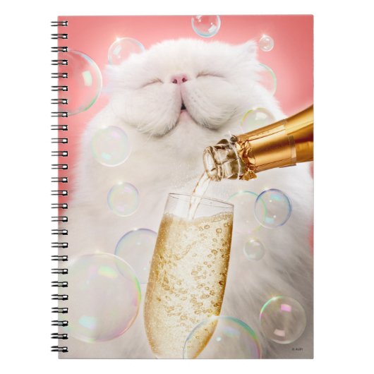 Katze mit Champagner Notizblock (Vorderseite)