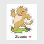 Katze mit Choker beim Laufen Aufkleber (Blatt)