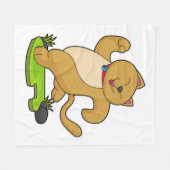 Katze mit Choker beim Laufen Fleecedecke (Vorderseite (Horizontal))