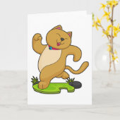 Katze mit Choker beim Laufen Karte (Gelbe Blume)