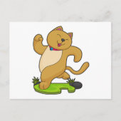 Katze mit Choker beim Laufen Postkarte (Vorderseite)