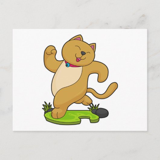 Katze mit Choker beim Laufen Postkarte (Vorderseite)