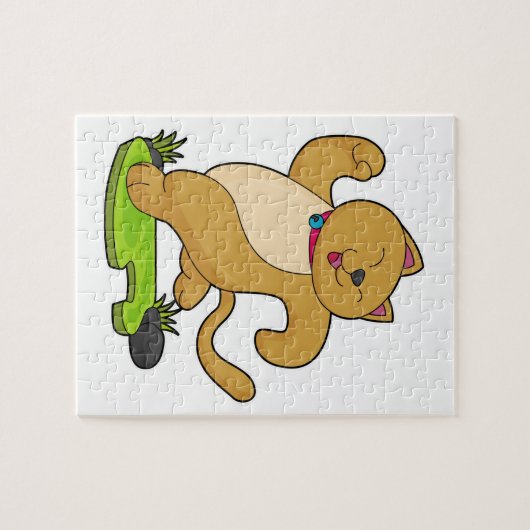 Katze mit Choker beim Laufen Puzzle (Horizontal)