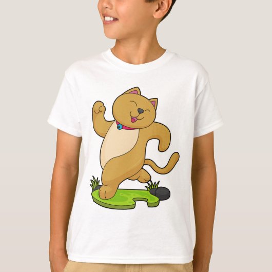 Katze mit Choker beim Laufen T-Shirt (Vorderseite)