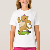 Katze mit Choker beim Laufen T-Shirt (Vorderseite)