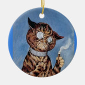 KATZE MIT CIGAR LOUIS WAIN ART ORNANAATION KERAMIK ORNAMENT (Vorne)