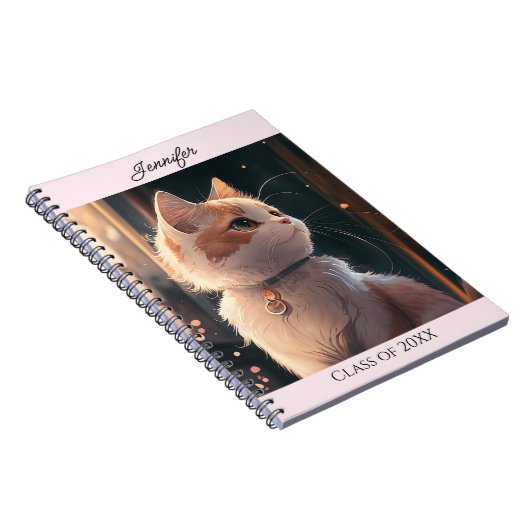 Katze mit Collar Personalize Name Gift Notebook Notizblock (Rechte Seite)