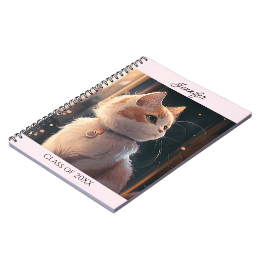Katze mit Collar Personalize Name Gift Notebook Notizblock (Linke Seite)