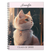 Katze mit Collar Personalize Name Gift Notebook Notizblock (Vorderseite)