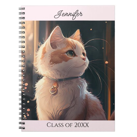 Katze mit Collar Personalize Name Gift Notebook Notizblock (Vorderseite)