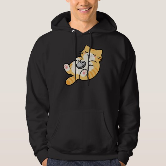 Katze mit Computermaus Hoodie (Vorderseite)