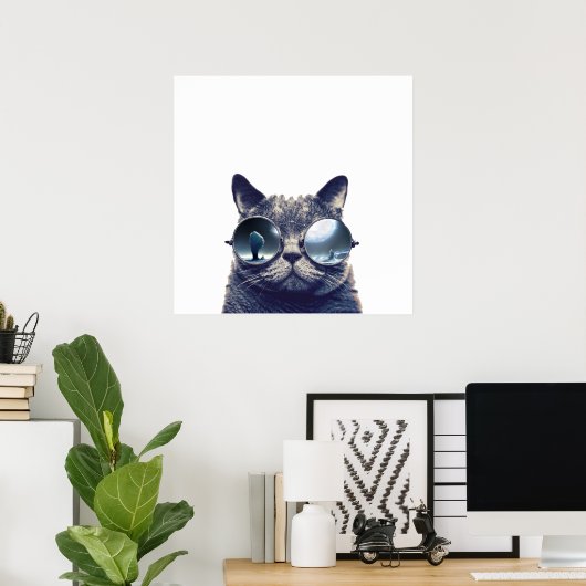 Katze mit cooler Sonnenbrille Poster (Heimbüro)
