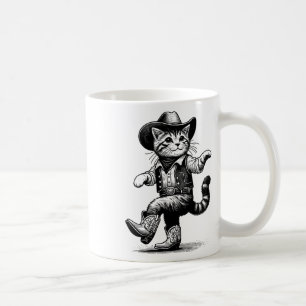 Katze mit Cowboyhut und Stiefel Cowgirl Western Co Kaffeetasse