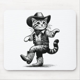 Katze mit Cowboyhut und Stiefel Cowgirl Western Co Mousepad