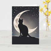 Katze mit Crescent Mond denken Sie Karte (Gelbe Blume)
