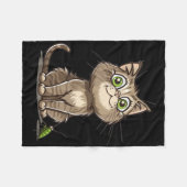 Katze mit Cricket I Süße Katze Fleecedecke (Vorderseite (Horizontal))