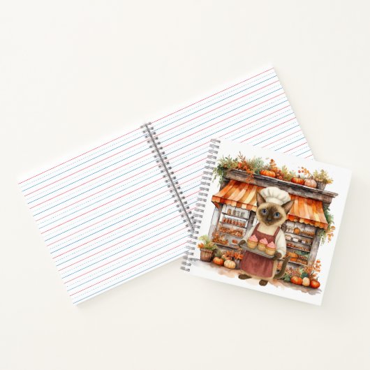 Katze mit Cupcake für Bäckerei Erntedank Notizblock (Innenseite)