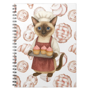 Katze mit Cupcake für Bäckereimitarbeiter Notizblock