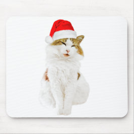 Katze mit dem Hut des Weihnachtsmanns Mousepad