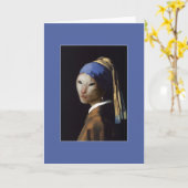 Katze mit dem Perlen-Ohrring Karte (Gelbe Blume)