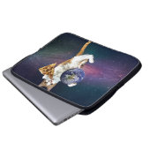 Katze mit dem Planeten und Pizza essen Laptopschutzhülle (Vorne Knopf)