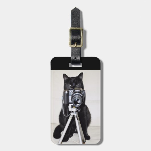 Katze mit der Kamera Gepäckanhänger (Vorderseite vertikal)