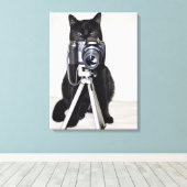 Katze mit der Kamera Leinwanddruck (Insitu (Holzboden))