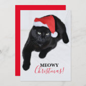 Katze mit der Roten Weihnachtsmannmütze Feiertagskarte (Vorne/Hinten)