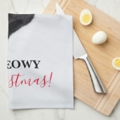 Katze mit der roten Weihnachtsmannmütze Geschirrtuch (Viertel Falte)