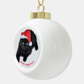 Katze mit der roten Weihnachtsmannmütze Keramik Kugel-Ornament (Rechts)