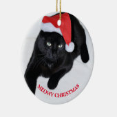 Katze mit der roten Weihnachtsmannmütze Keramik Ornament (Rechts)