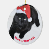 Katze mit der roten Weihnachtsmannmütze Keramik Ornament (Links)