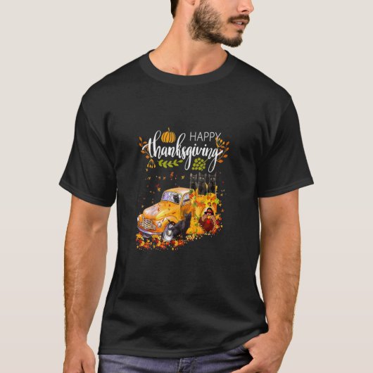 Katze mit der Türkei und LKW-Happy Thanksgiving Tu T-Shirt (Vorderseite)