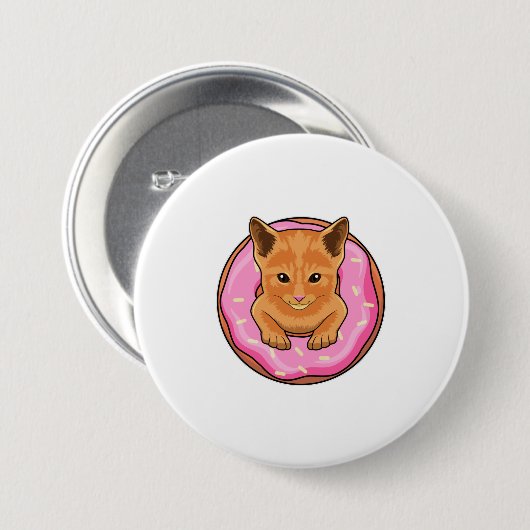 Katze mit Donut Button (Vorne & Hinten)