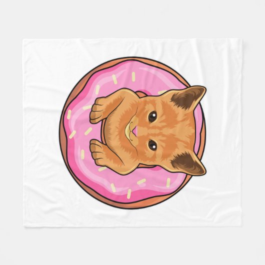 Katze mit Donut Fleecedecke (Vorderseite (Horizontal))