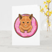 Katze mit Donut Karte (Gelbe Blume)