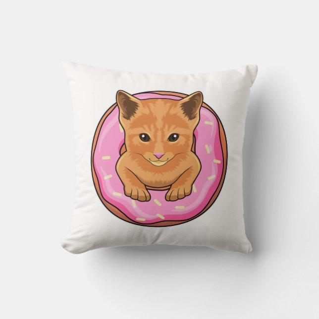 Katze mit Donut Kissen (Vorderseite)