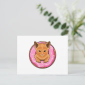 Katze mit Donut Postkarte (Stehend Vorderseite)