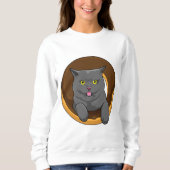 Katze mit Donut Sweatshirt (Vorderseite)