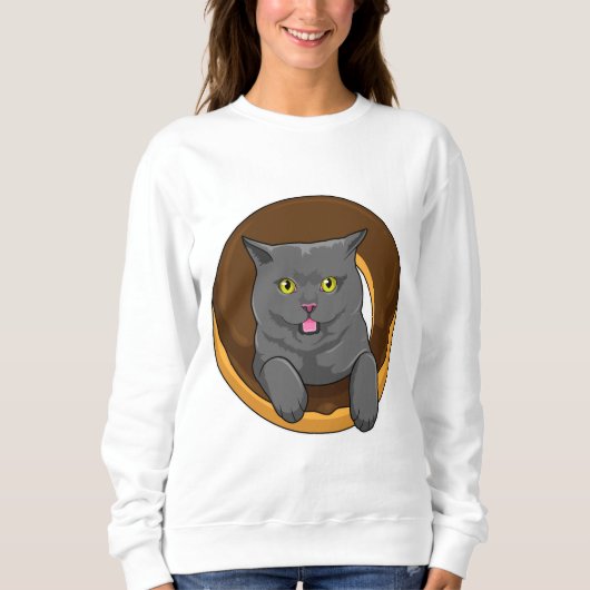 Katze mit Donut Sweatshirt (Vorderseite)
