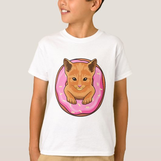 Katze mit Donut T-Shirt (Vorderseite)