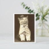 Katze mit einem Anzug und Hut! Postkarte (Stehend Vorderseite)