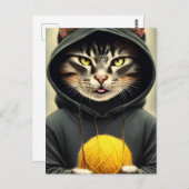 Katze mit einem Ball aus Garn Postkarte (Vorne/Hinten)