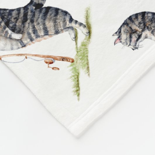 Katze mit einem Fisch Fleecedecke (Ecke)